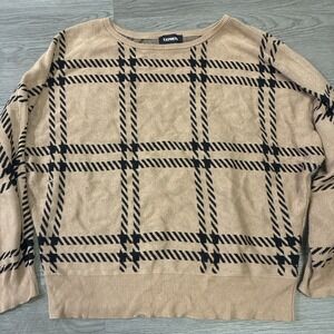 Express Women's Size L Cold Shoulder Sweater Top Long Sleeve Striped Brown/black